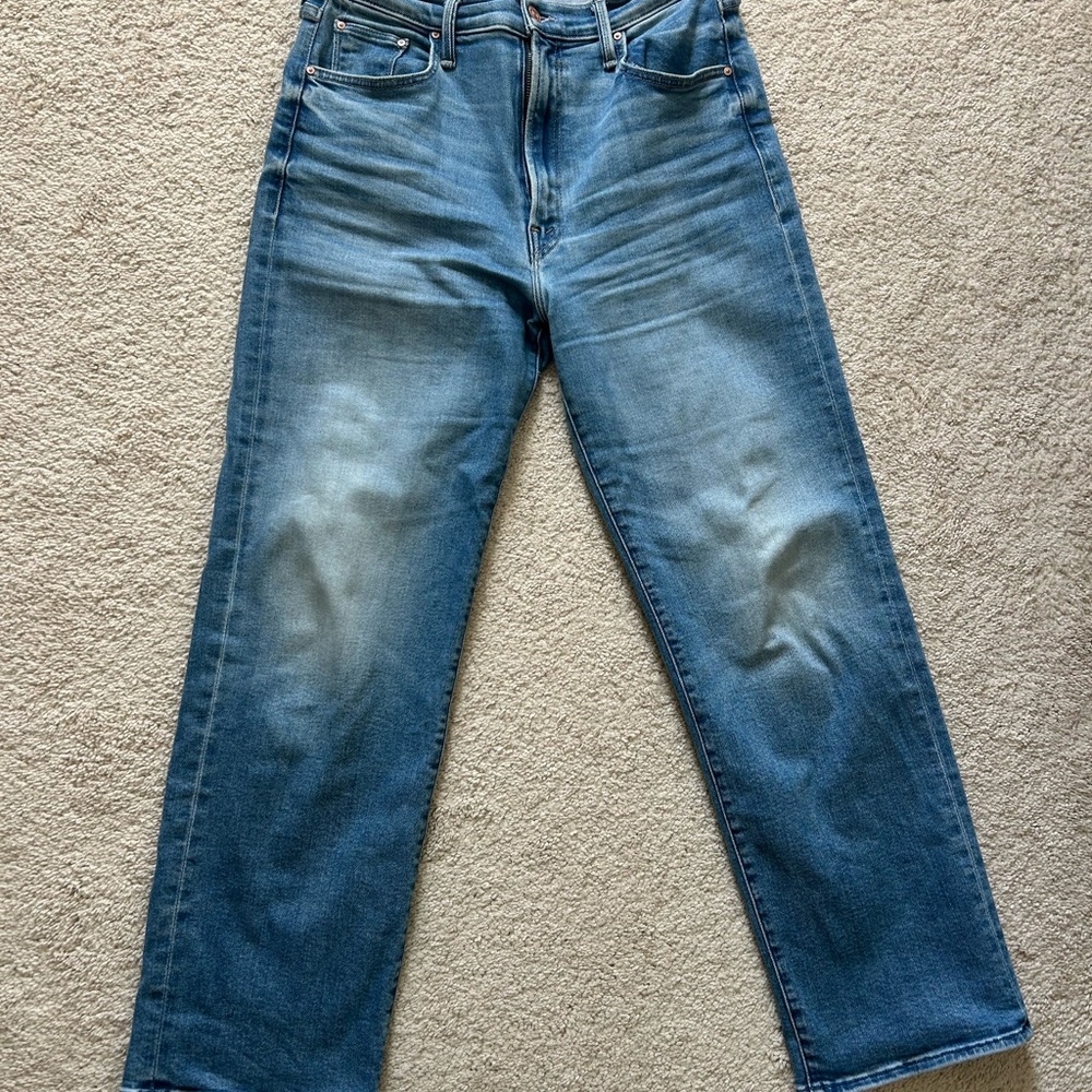 MOTHER High Rise Blue Jeans with Signature Stitching - Picture 4 of 6